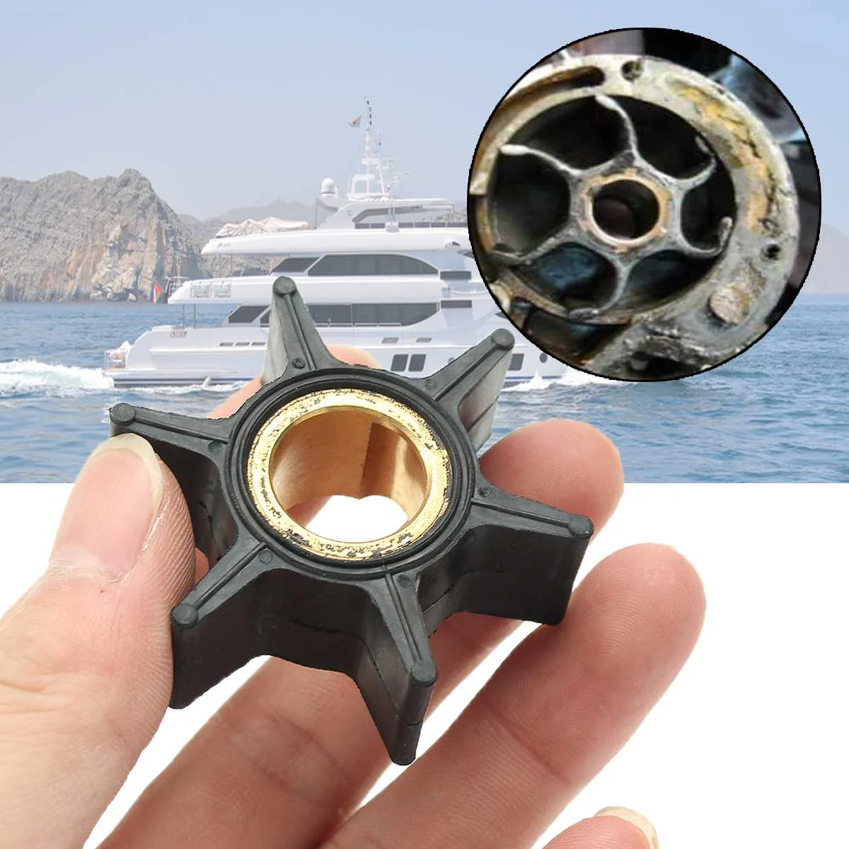 18-3051 395289 водяной насос Рабочее колесо для Джонсон Evinrude 20/25/30/35HP лодочный мотор 5,1 см черные резиновые Сменные кассеты-6 шт. лодка Запчасти