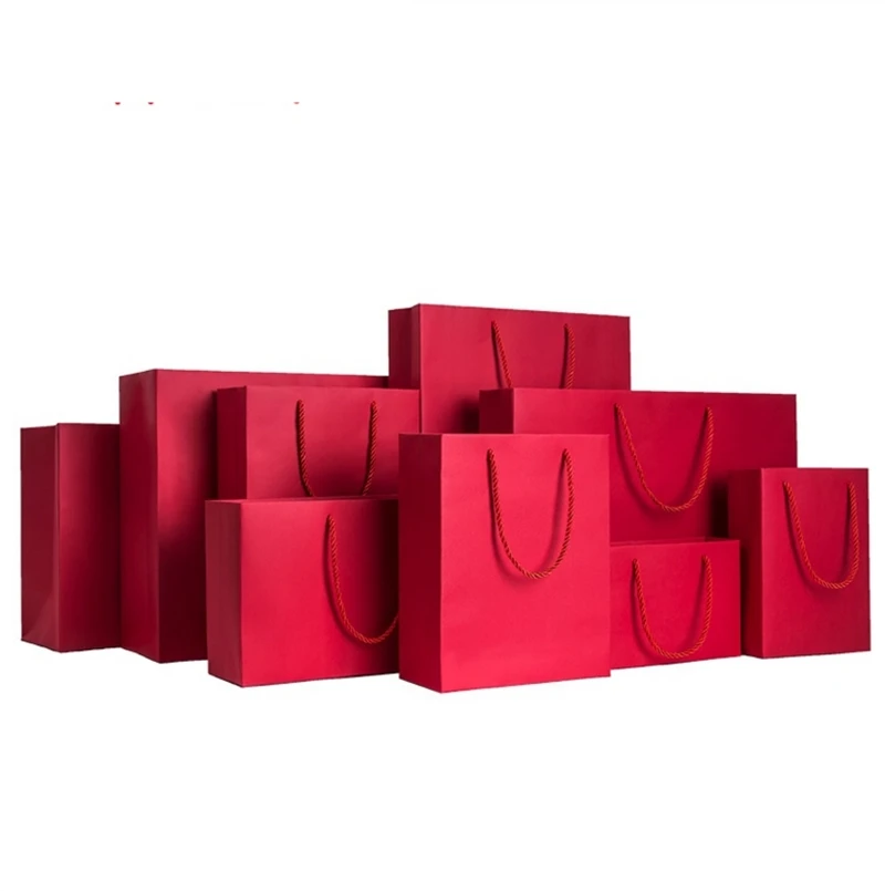 

10pcs High Quality Paper Gift Bag With Handle Wrapping Package Festival Jewelry Wedding Party Recyclable Bags Birthday Supplies