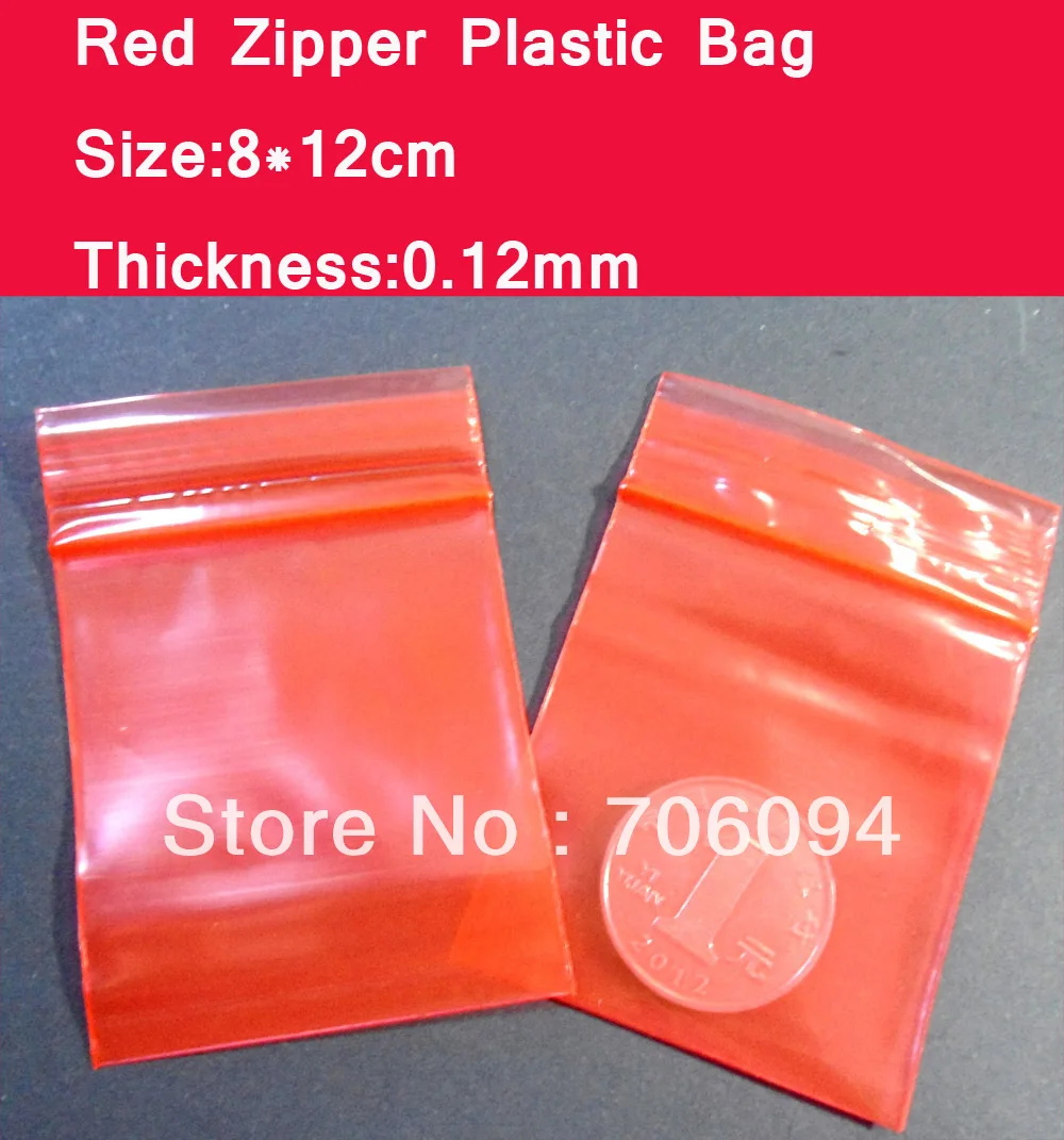 

8x12cm(3.15''x4.72'') 500pcs Red color Self Sealing Plastic Bag ziplock poly bags zipper bags Reclosable Zip lock Bags wholesale