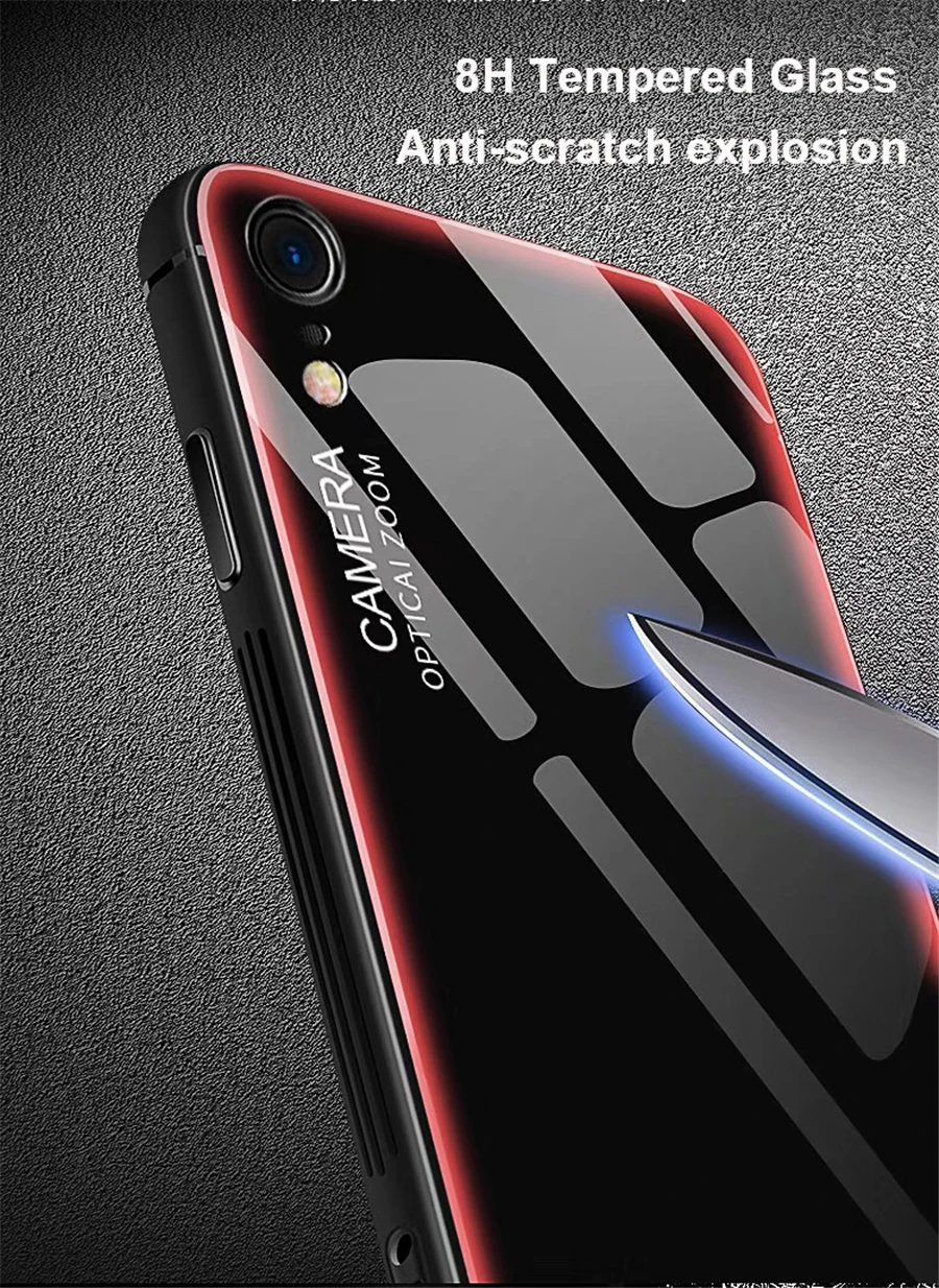 Роскошный чехол Aurora для телефона iPhone XR XS MAX X задняя крышка из закаленного стекла 7