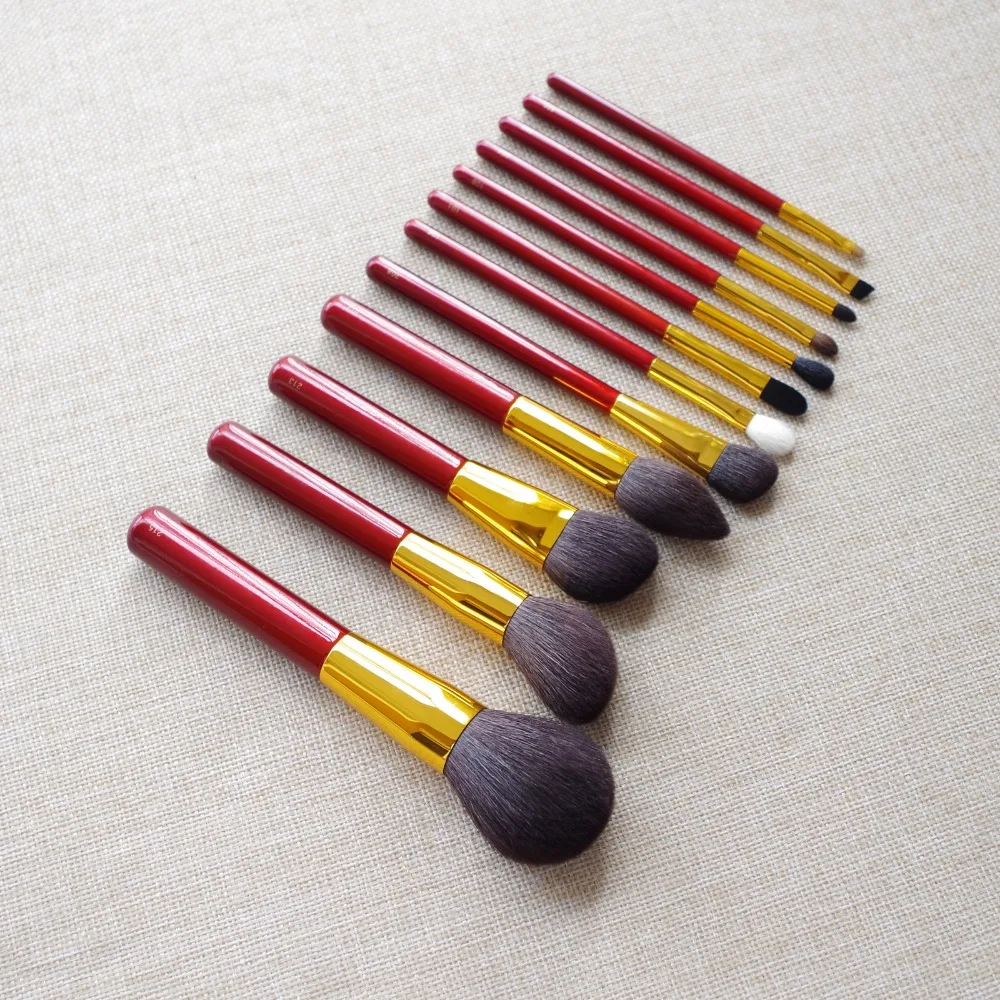 Набор профессиональных кистей для макияжа ручной работы из мягкой козьей шерсти