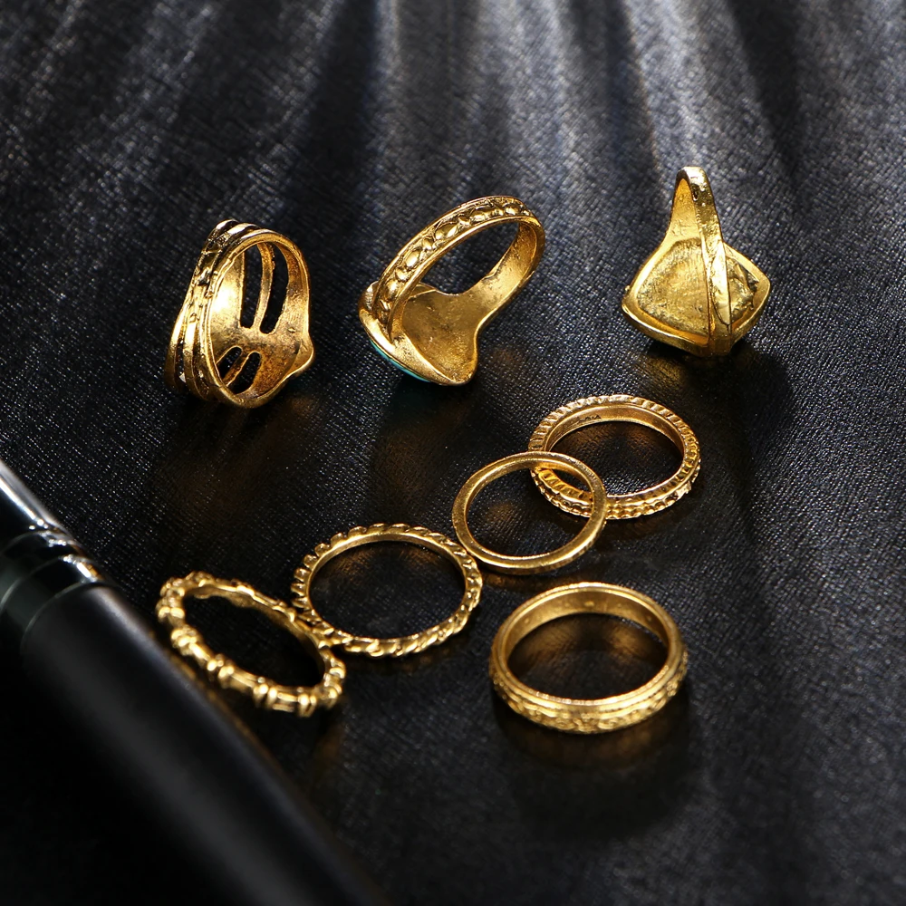 Если я Новое поступление этнические большие кольца с синим камнем набор для