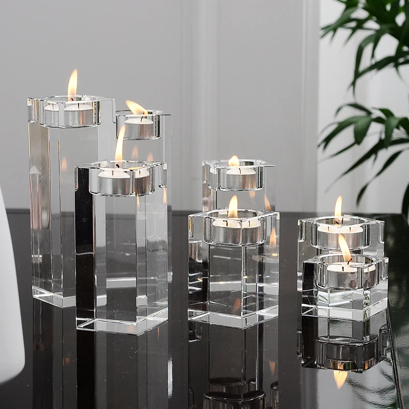 

European Crystal candle holders wedding decoration table centerpieces glass candlestick candles home decoration candelabros