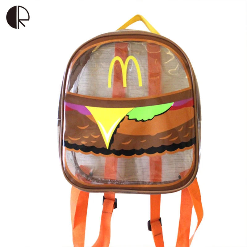 Новый женский летний Гамбург прозрачный мультфильм рюкзак желе школьные сумки