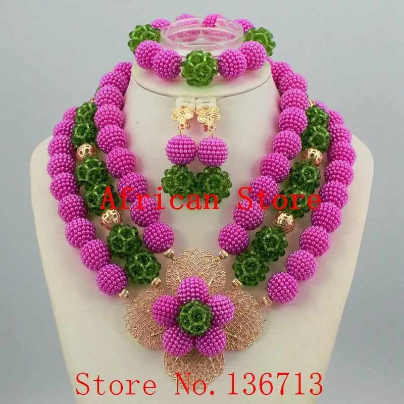 

Newest african beads jewelry set nigerian wedding african beads 7 color indian multi layer necklace / Earrings women 924-4