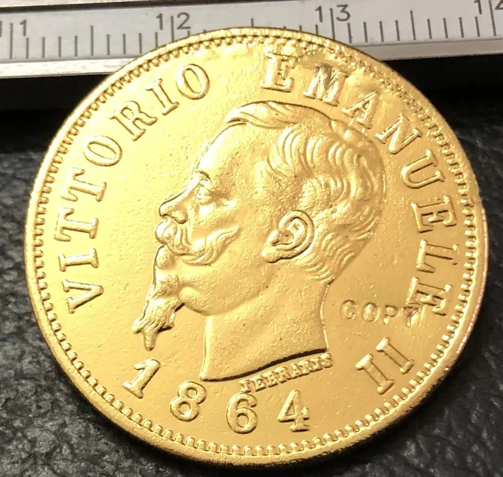 1864 Италия 50 золота лир имитация монеты