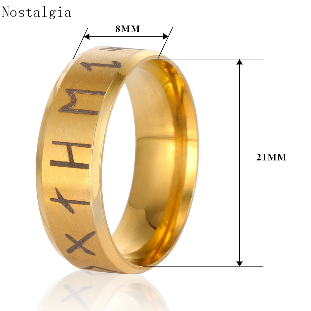 Stainless Steel Viking Rune Ring with Elder Futhark Runes Wedding Jewelry for man women Lover gift Dropshipping | Украшения и
