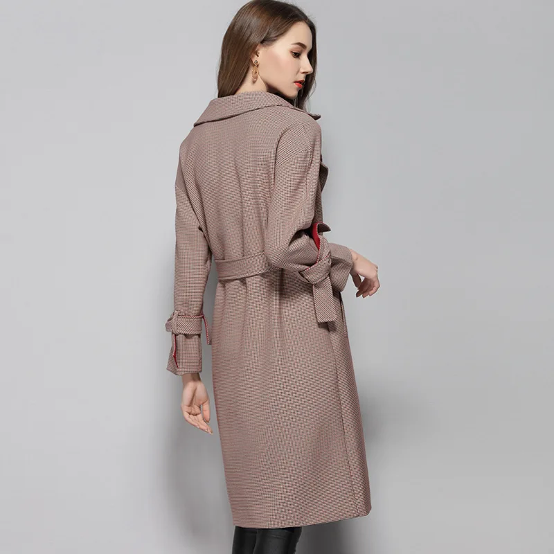 Blufour/Новое поступление женский весенний двубортный Тренч с отложным воротником