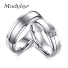 Обручальные кольца, нержавеющая сталь кольца для мужчин и женщин, с фианитами AAA