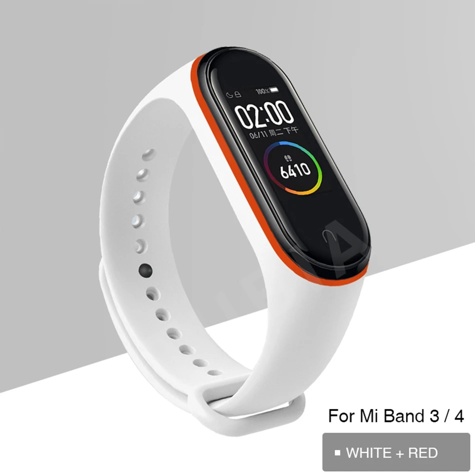 white red BP Mi Band 4 3 ремешок на запястье для Xiaomi Mi Band 3 4 Браслет Силиконовый Miband 3 4 NFC Correa аксессуары Smart Mi4 протектор - Цвет: white red BP