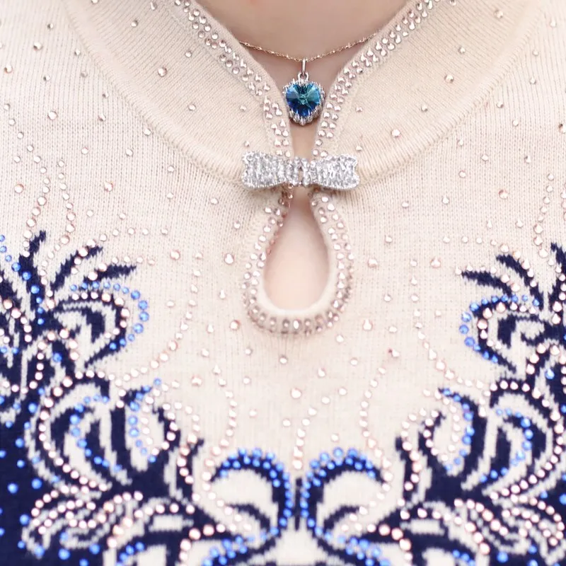 Свитер женский кашемировый с V-образным вырезом для женщин среднего возраста на