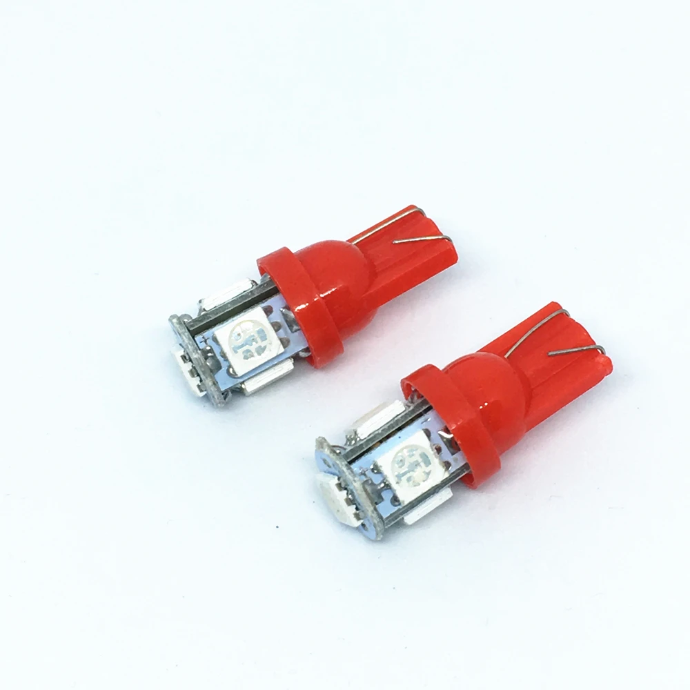 100X T10 LED W5W 5050 Лампа 5 SMD белый синий красный желтый зеленый 194 168 супер яркие