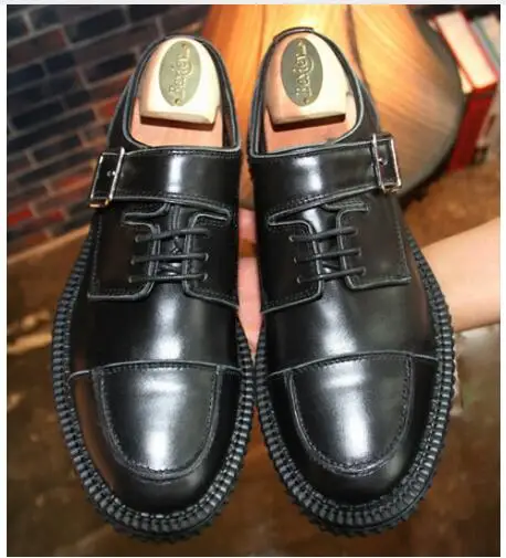 2017 LANSHITINA ТБ новый мужская кожаная пряжки толстая корка прилив обувь лифт дикий