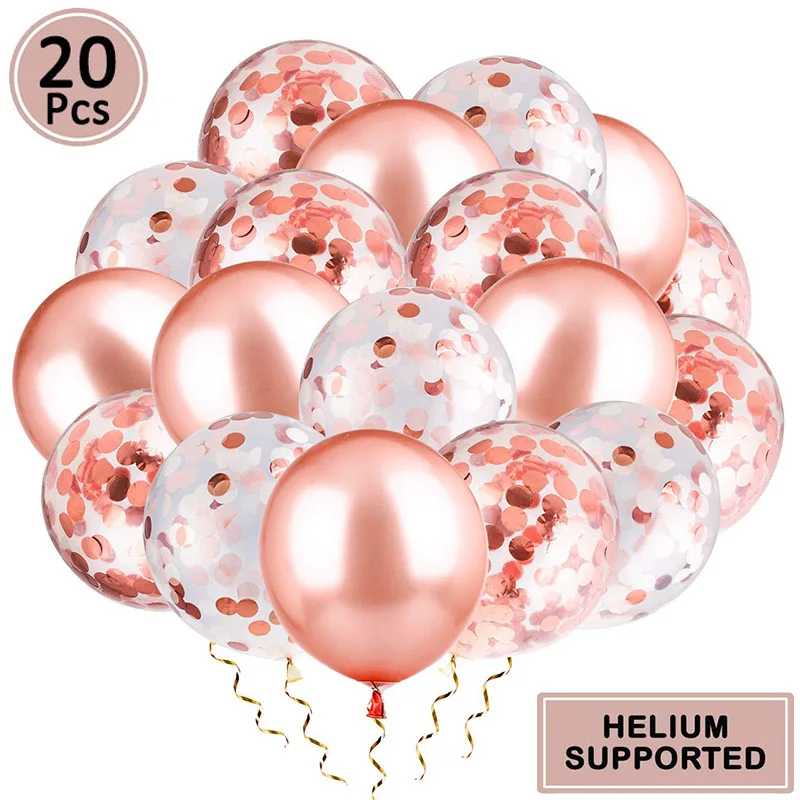 20pcs rose gold С Днем Рождения Бумаги Баннер розовое золото кисточкой гирлянды вечерние украшения для взрослых детей ребенка первый мальчик девочка конфетти шар поставки - Цвет: 20pcs rose gold