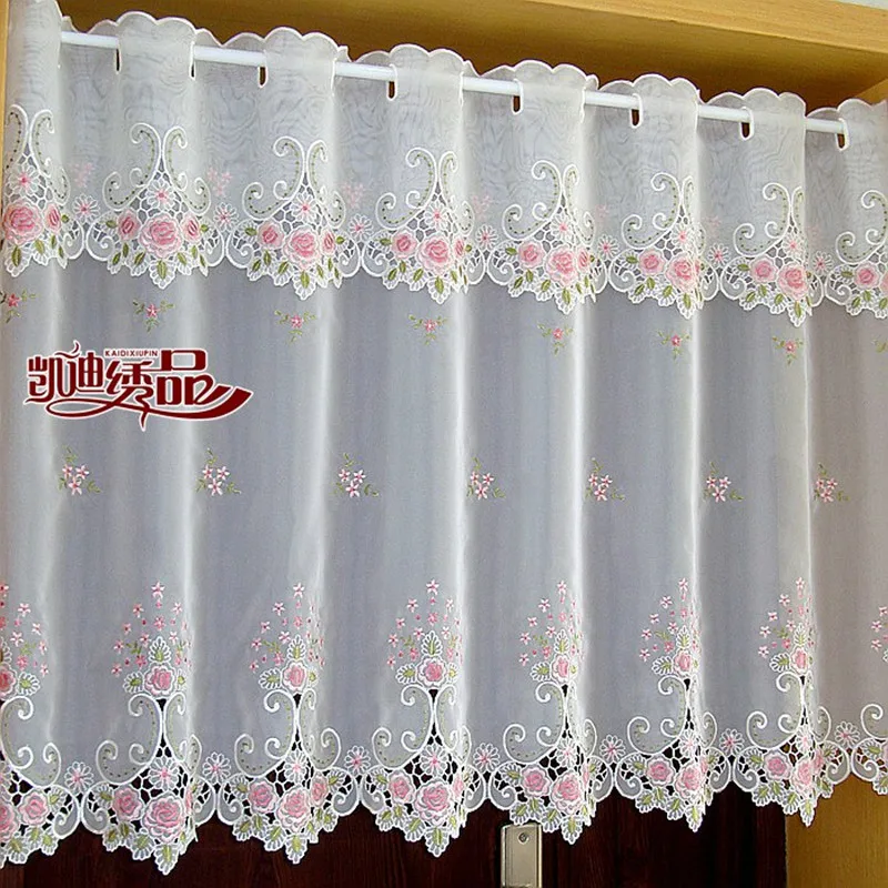 countryside half curtain embroidered tulle valance light shading coffee curtain for kitchen for cabinet door a 105 free global shipping