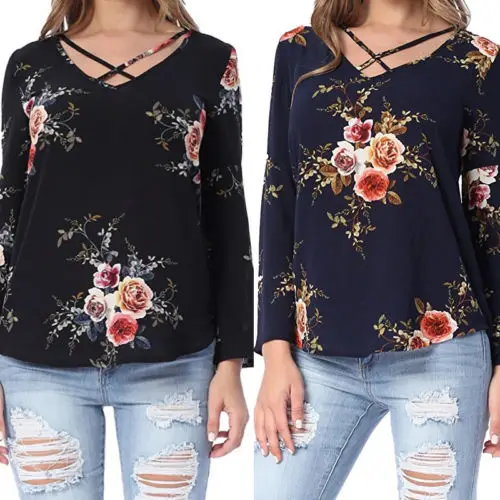 Женская шифоновая футболка Повседневная Свободная с длинным рукавом осень 2017 |