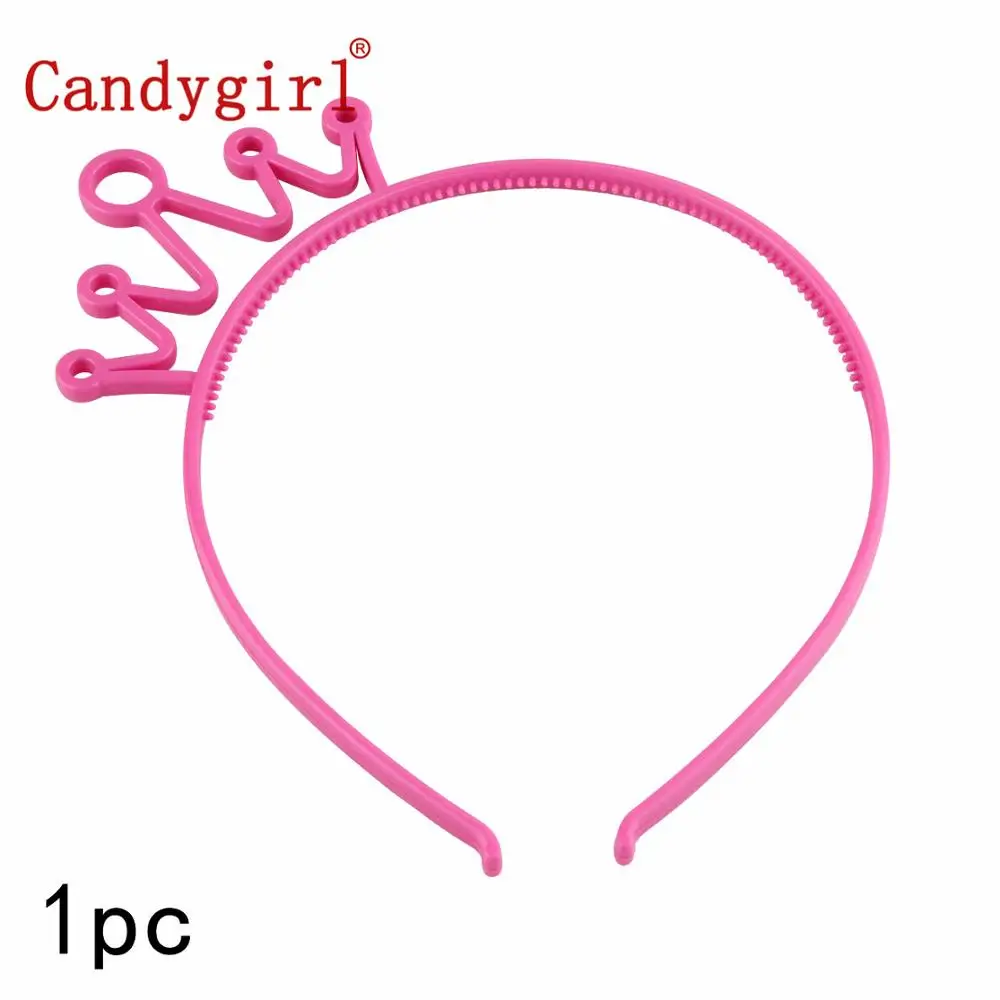 Rose Red Headbands 1 шт Candygirl пластиковые обручи голова в короне для маленьких девочек Дети женские обручи для волос кольца аксессуары, лента для волос Boho эластичный головной убор - Цвет: Rose Red Headbands