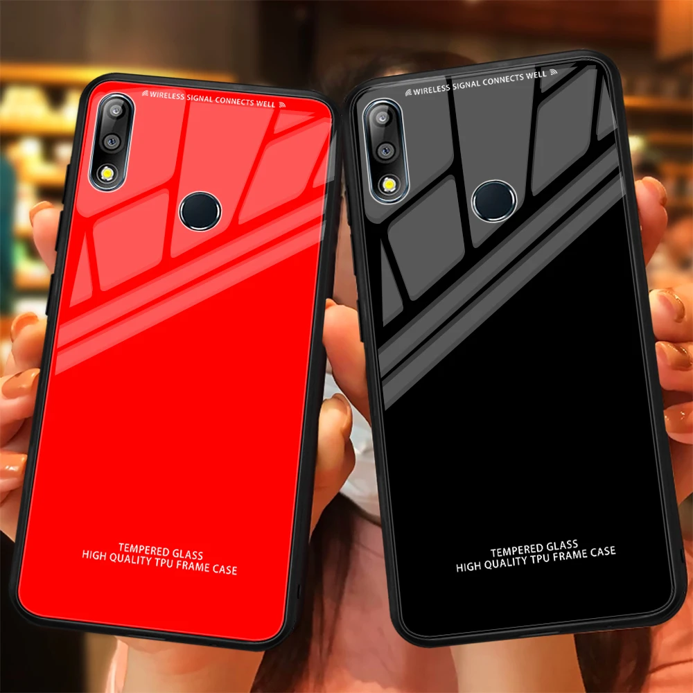 Однотонный чехол из закаленного стекла для ASUS Zenfone Max Pro M1 M2 ZB601KL ZB602KL ZB631KL ZB633KL, задняя крышка, чехол для телефона s