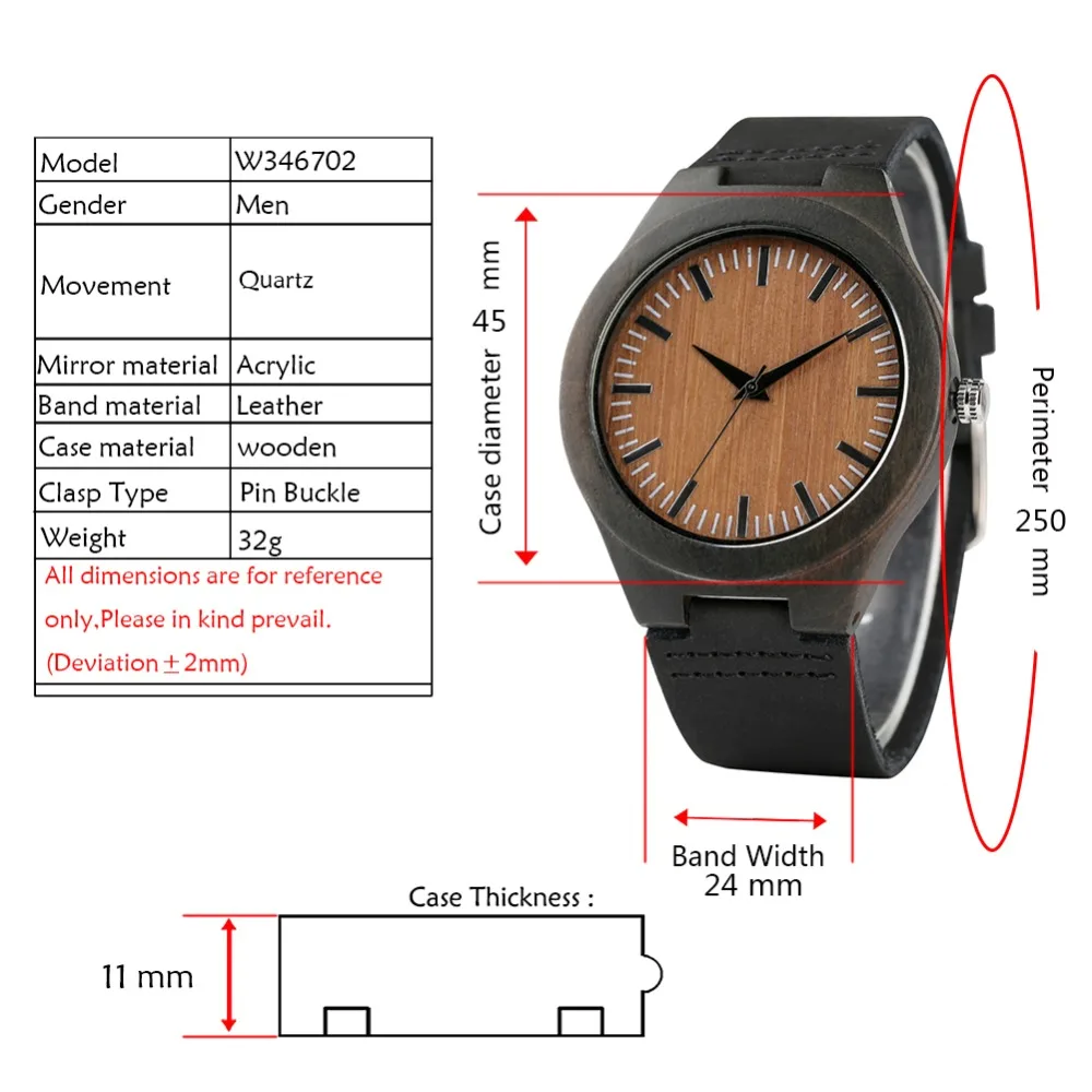 

Quartz Watch Men Wooden Watch Natural Bamboo Wristwatch Handmade Lightweight Mens Watches Leisure Leather Clock Male reloj