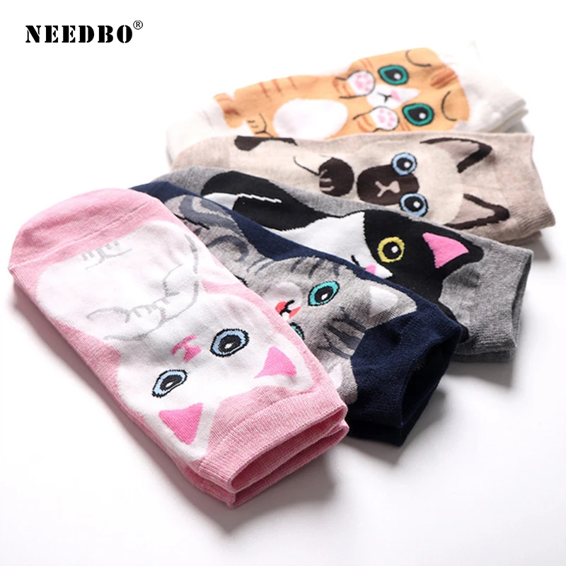 NEEDBO/женские носки с котом сексуальные башмачки принтом забавные Женские носочки