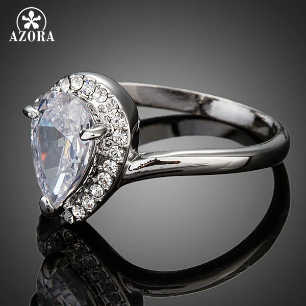 Азора Новое в виде капли воды обручальное кольцо для Для женщин груша огранки