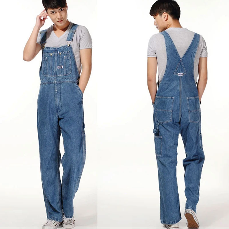 Мужской комбинезон Sokotoo стильный джинсовый полукомбинезон плюс сайз с