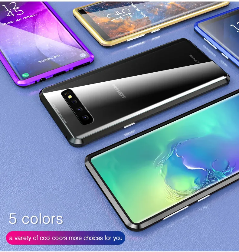LUPHIE 360 градусов Полный Магнитный чехол для samsung Galaxy S10 Plus S10e Передняя Задняя стеклянная крышка чехол для samsung S10 Магнитный чехол s