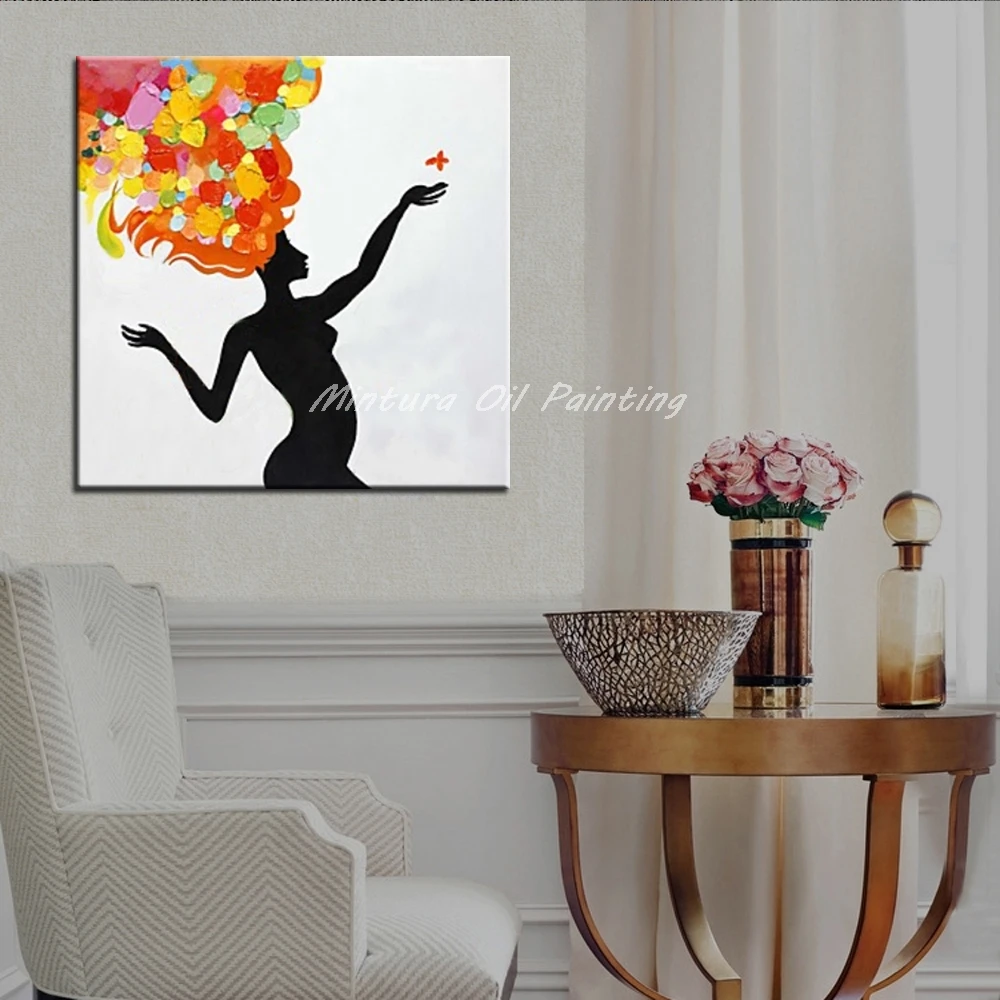 Mintura Handpainted Naked Girls Play Butterfly Oil Painting On Canvas Modern Abstract Pictures Wall Art For Home Decor No Framed | Дом и сад