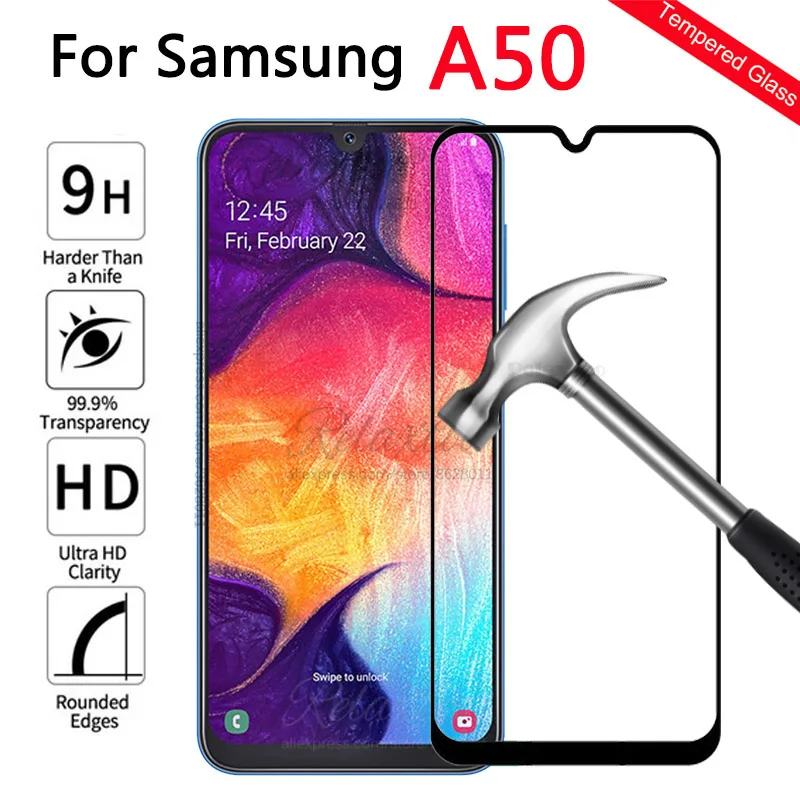 Полное покрытие из закаленного стекла для Samsung A 50 A50 A505F Защитная пленка Galaxy A50s A507F