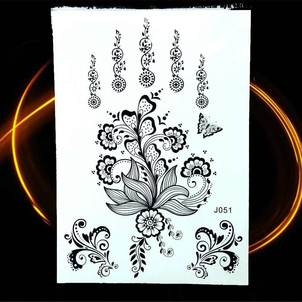 GoldOcean Yantra Мандала Black временная татуировка из хны Paste водостойкая поддельная