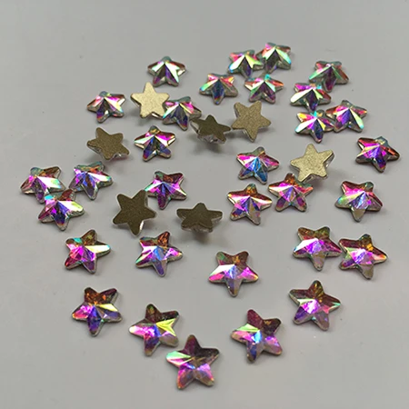 Size(7mm) 10 шт Кристальные AB 3D Стразы для дизайна ногтей, драгоценные камни с плоской обратной стороной, сделай сам, украшения для маникюра, алмазные украшения, различные формы для ногтей - Цвет: Size(7mm)