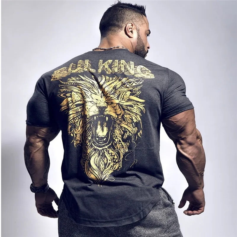 

Men's new brand gym T-shirt fitness bodybuilding fashion sports shirt Slim cotton shirt men's short-sleeved sports casual T-shir