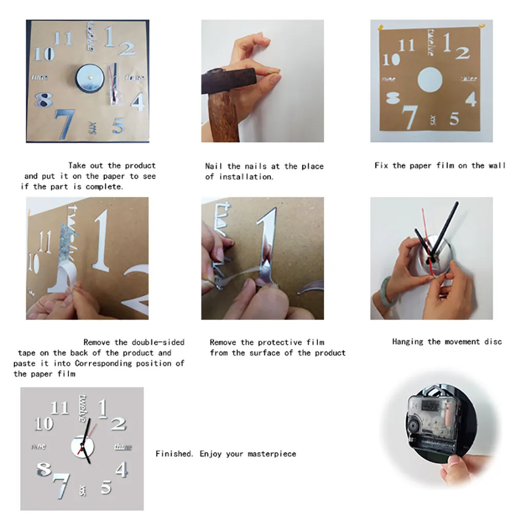 3D DIY римские цифры акриловые зеркальные настенные наклейки часы домашний декор