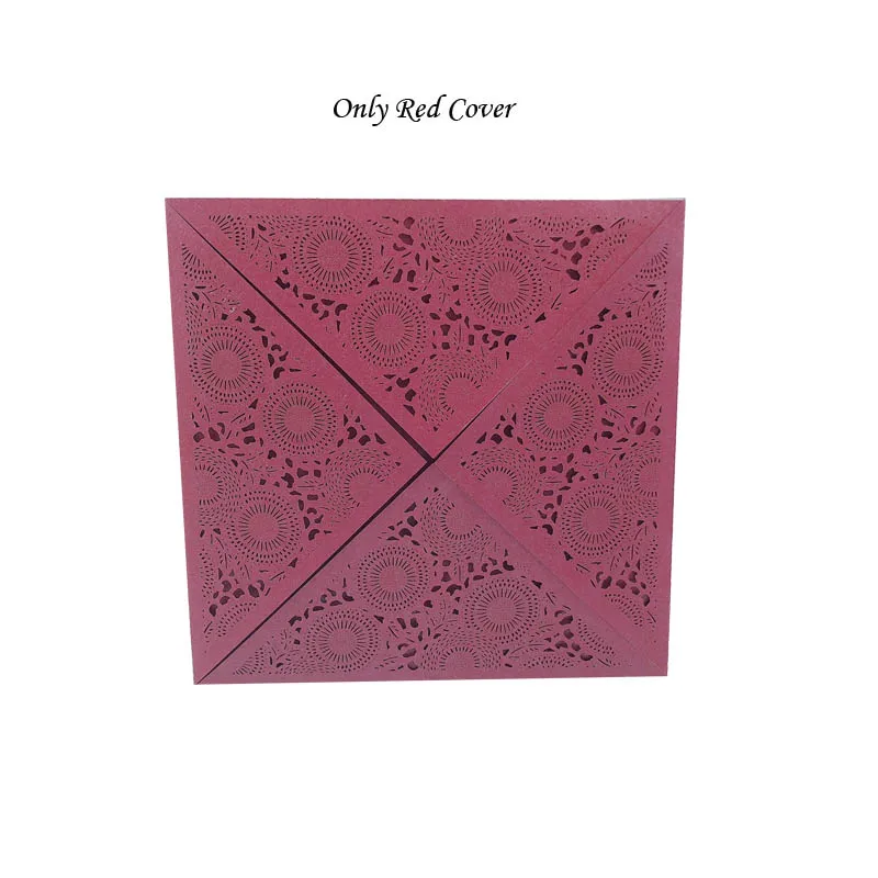 Only Red Cover 1 шт., лазерная резка, роскошная Цветочная Свадебная пригласительная открытка, бумага, элегантные кружевные конверты, с принтом, свадебные украшения, вечерние принадлежности - Цвет: Only Red Cover