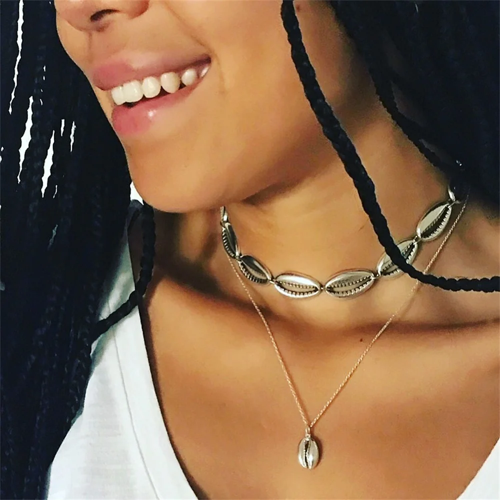 Женское Ожерелье-чокер Boho Sea Shell колье с натуральным чехлом простой шейный платок