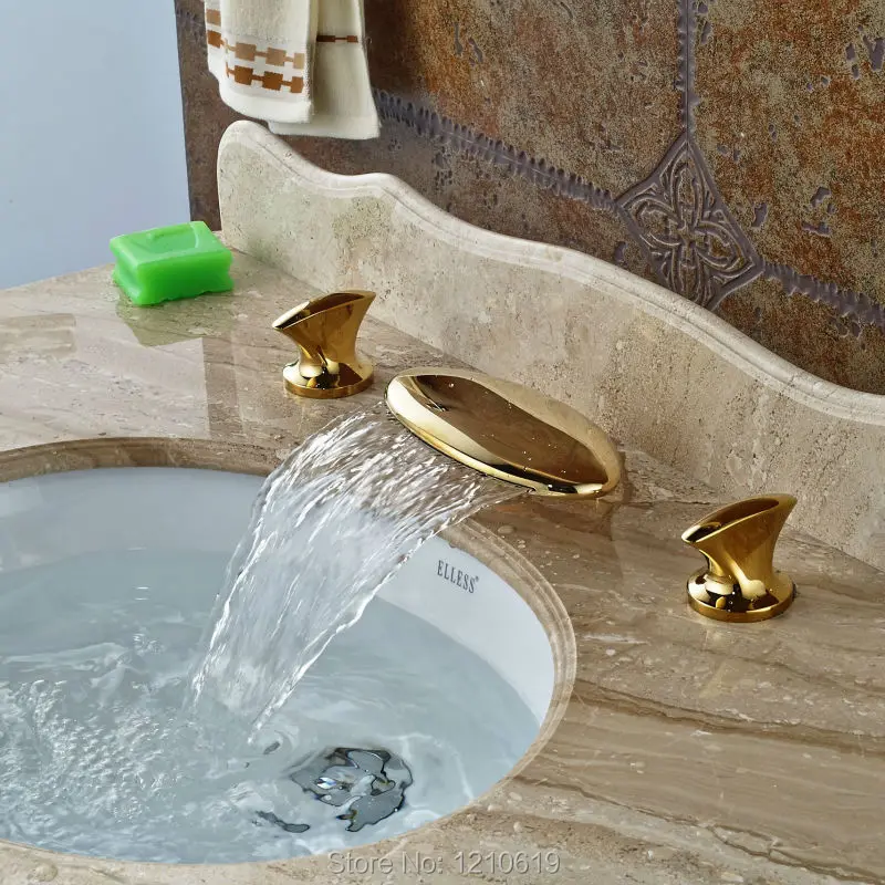 3 шт. смеситель для раковины в ванной комнате с двумя ручками|water tap|faucet goldfaucet bathroom