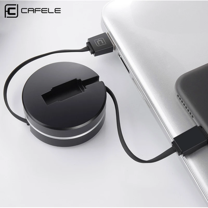 Cafele USB кабель для iPhone X Xr Xs Max 8 7 6s Plus зарядный Круглый Портативный Выдвижной Мини