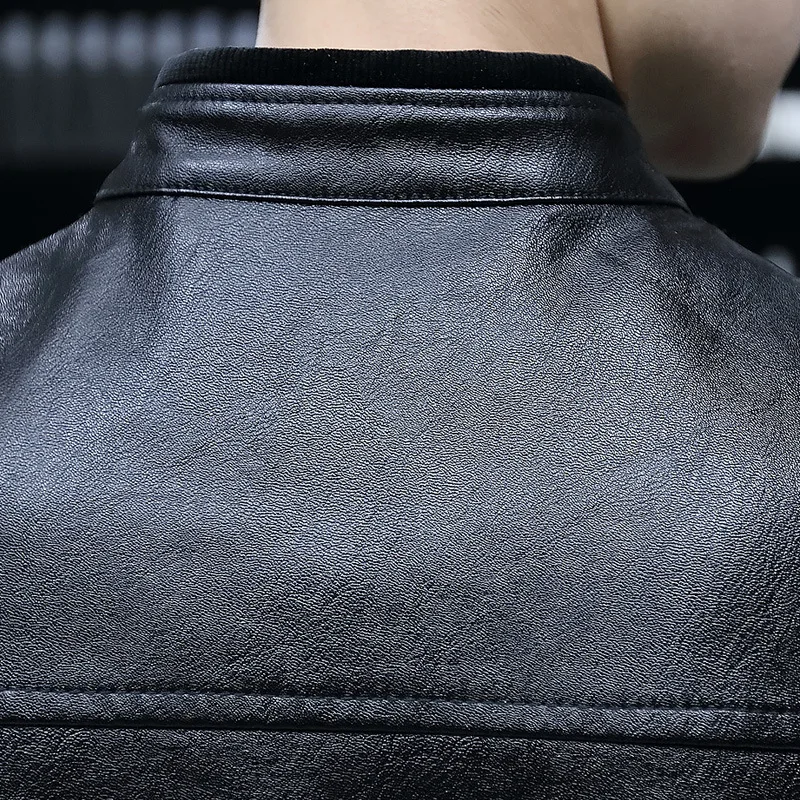 

autumn 2020 the new handsome young fashion tide leather jackets men cultivate one's morality