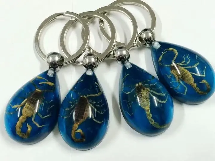 21 шт. Золотой Скорпион насекомых модные синие висящие образцов брелок для ключей