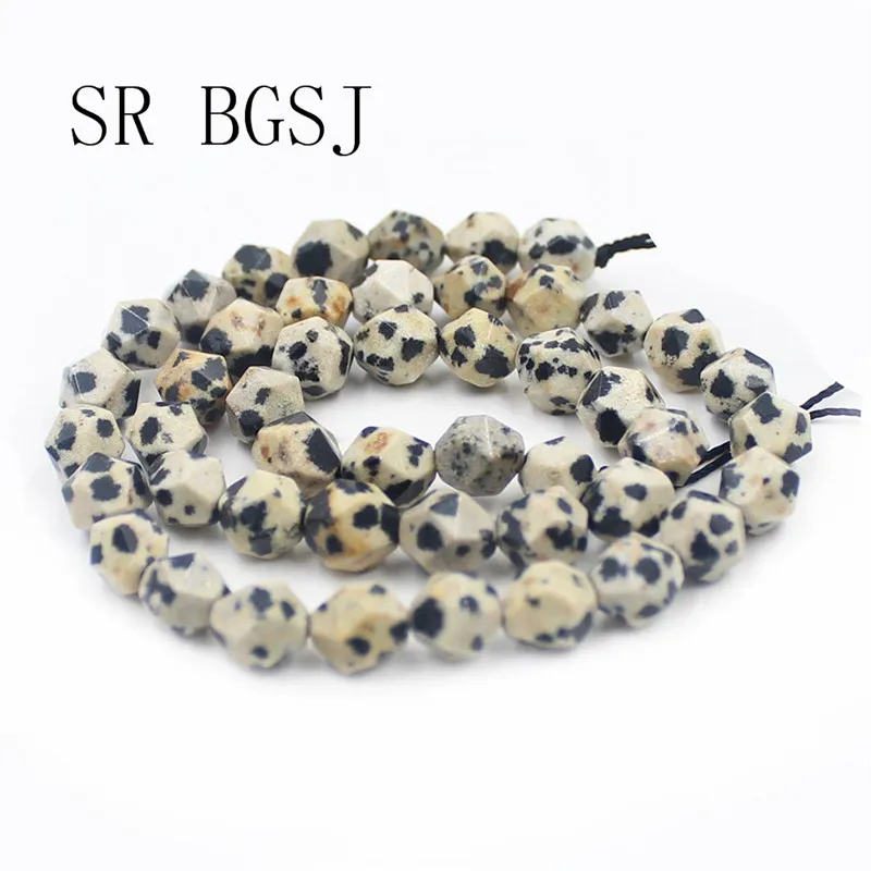 Free Shipping 8mm Faceted Round Polygonal Dalmatian Jaspers Natural Gems Stone Loose Beads Strand 15&quot | Украшения и
