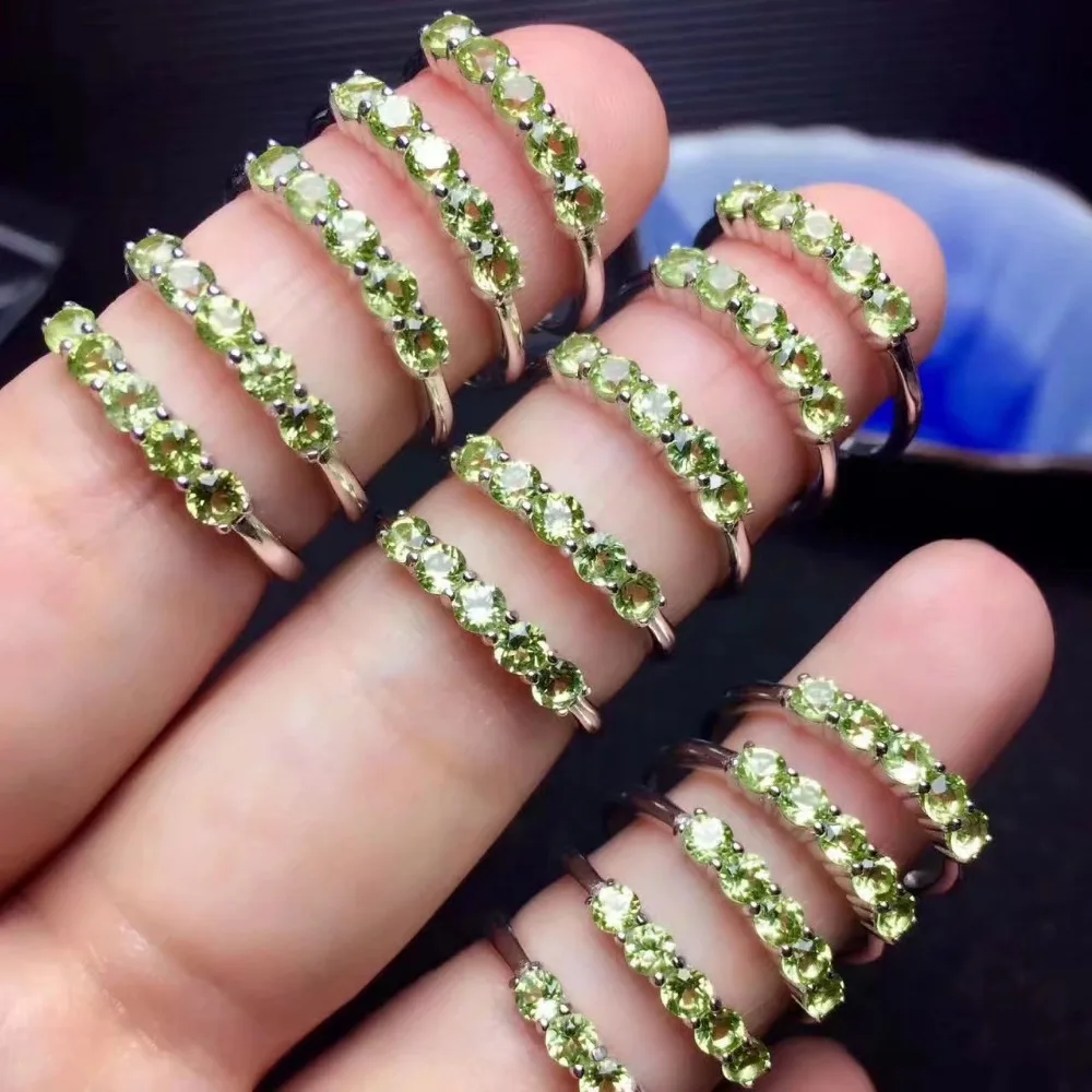 Верность естественно 3 мм кольца из перидота s925 серебро свежий fine Jewelry подарок для женщин натуральный зеленый драгоценный камень перестановок