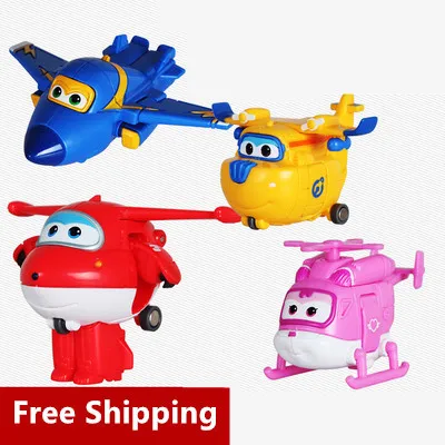 Лучшая продажа 6 см Супер Крылья ABS самолет Трансформация Робот Игрушки Роботы