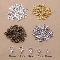 50pcs jewelry findings lobster clasps bronzegoldgunblackrhodiumsilver lobster clasps hooks for necklace bracelet diy