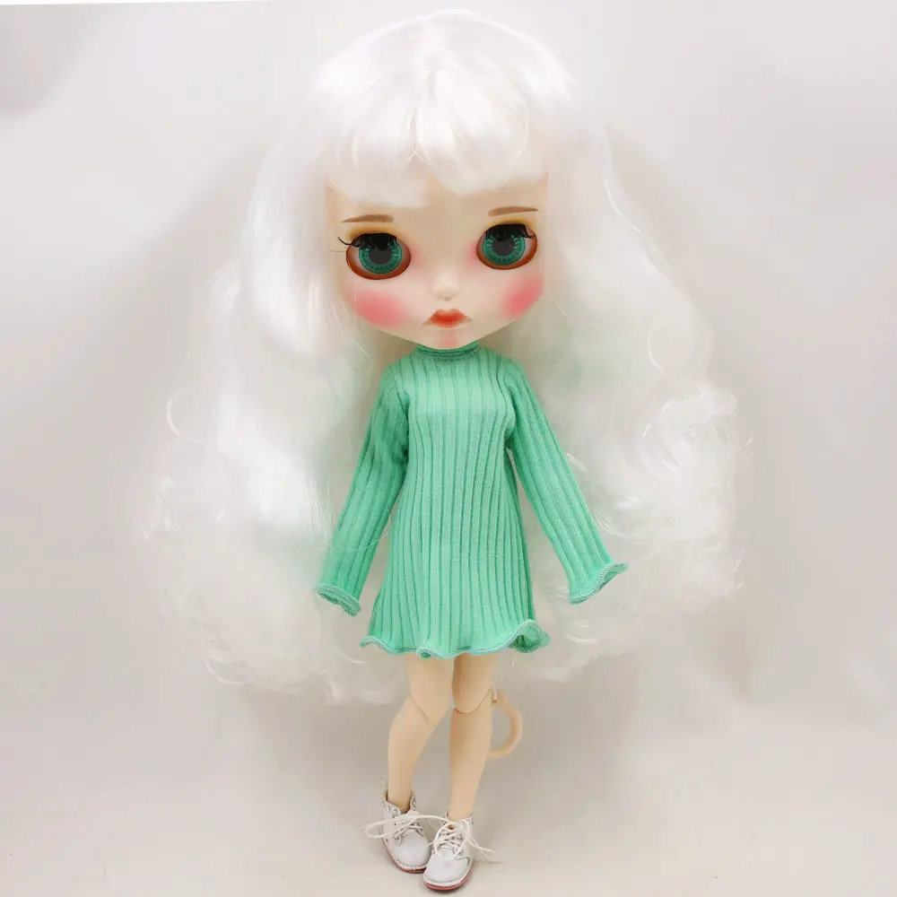 Кукла Blyth No.BL136 с белыми волосами вырезанными губами матовым индивидуальным лицом