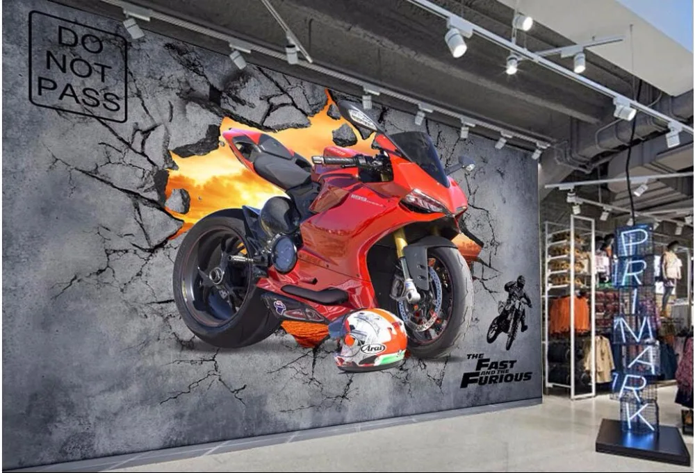 3D обои на заказ фотообои с изображением большого промышленного ветра мотоцикла