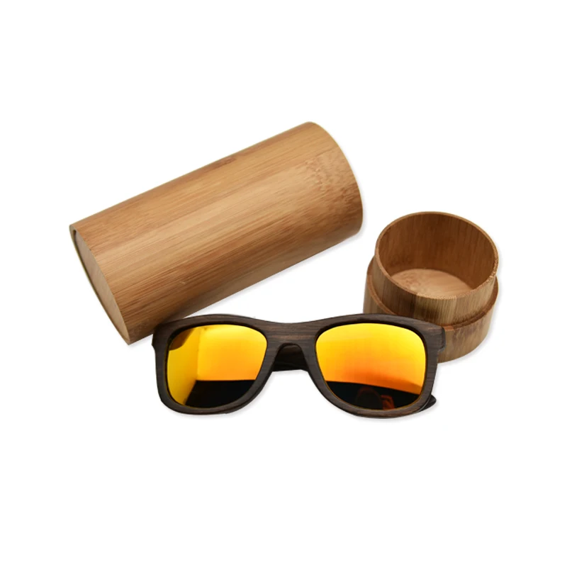 orange lens withcase Мужские Женские деревянные Солнцезащитные очки Модные поляризованные солнцезащитные очки - Цвет линз: orange lens withcase