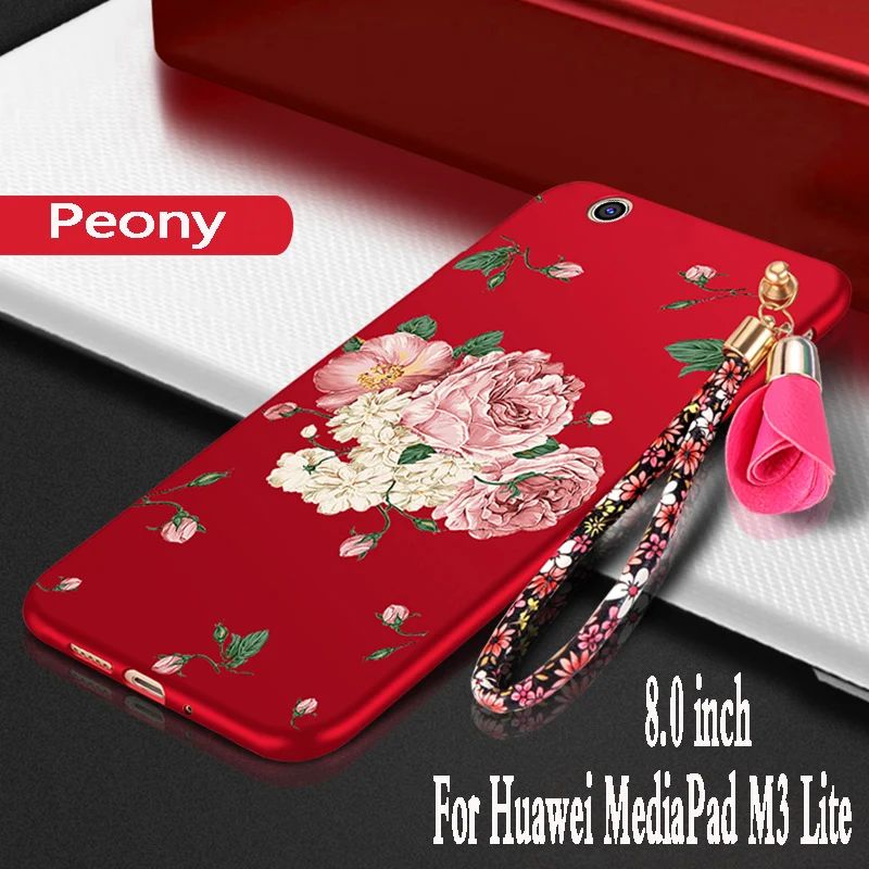 For Huawei mediapad m3 lite 8 case silicone 3D Flower funda protection phone Mediapad M3 CPN-W09 AL00 8.0&quot Cover |