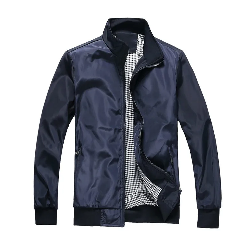 

Business Casual Men's Stand Collar Jacket Autumn Winter Mature Temperament Solid Zipper Men's Jacket