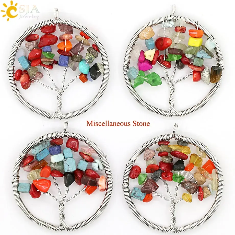 Женский кулон рейки CSJA из натурального камня с кристаллом исцеление радужная