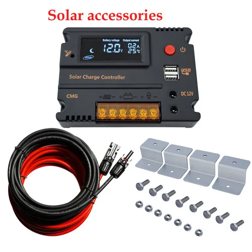 ECOworthy 10A/20A CMG Солнечный контроллер и 5 м черный красный кабели 4 шт. Z btacket для дома 100